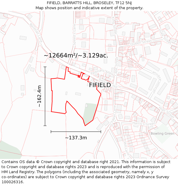 FIFIELD, BARRATTS HILL, BROSELEY, TF12 5NJ: Plot and title map