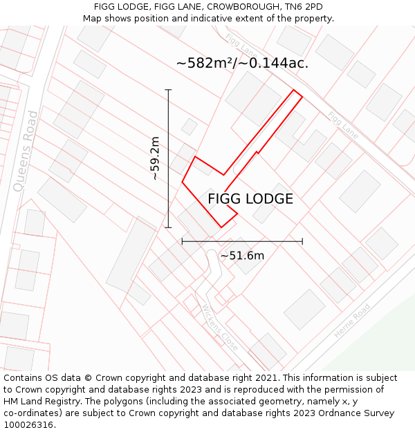 FIGG LODGE, FIGG LANE, CROWBOROUGH, TN6 2PD: Plot and title map