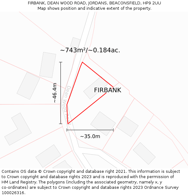 FIRBANK, DEAN WOOD ROAD, JORDANS, BEACONSFIELD, HP9 2UU: Plot and title map