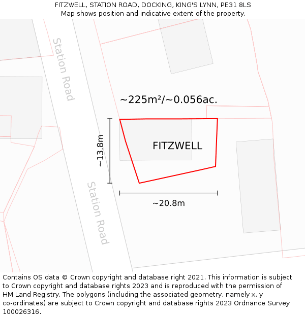 FITZWELL, STATION ROAD, DOCKING, KING'S LYNN, PE31 8LS: Plot and title map