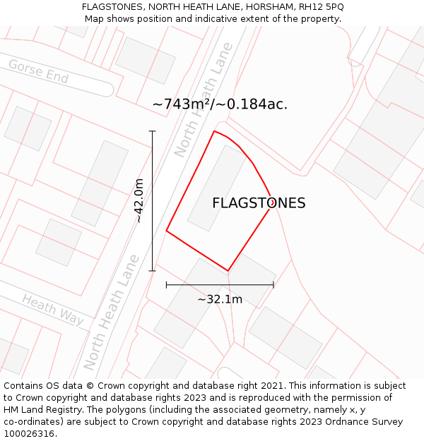 FLAGSTONES, NORTH HEATH LANE, HORSHAM, RH12 5PQ: Plot and title map