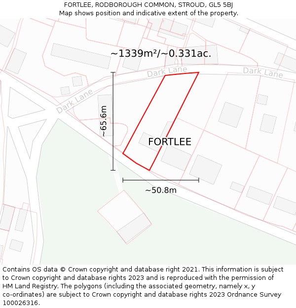 FORTLEE, RODBOROUGH COMMON, STROUD, GL5 5BJ: Plot and title map