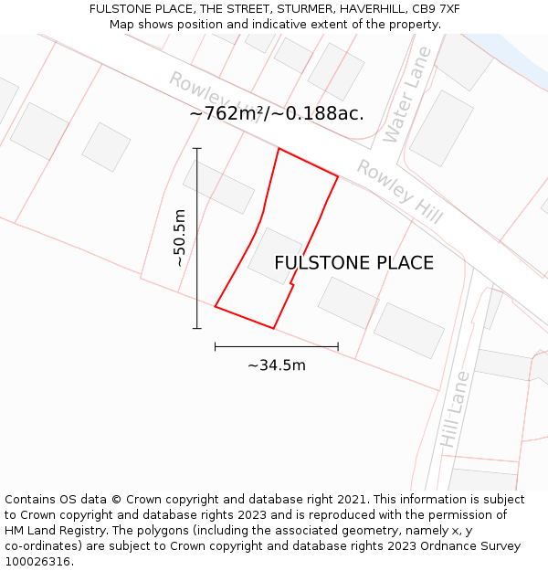 FULSTONE PLACE, THE STREET, STURMER, HAVERHILL, CB9 7XF: Plot and title map