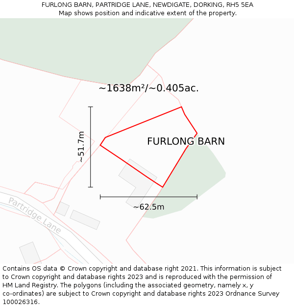 FURLONG BARN, PARTRIDGE LANE, NEWDIGATE, DORKING, RH5 5EA: Plot and title map