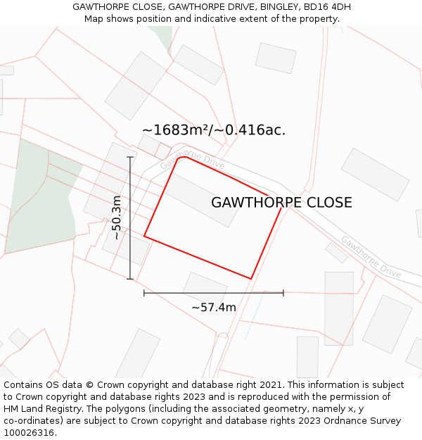 GAWTHORPE CLOSE, GAWTHORPE DRIVE, BINGLEY, BD16 4DH: Plot and title map