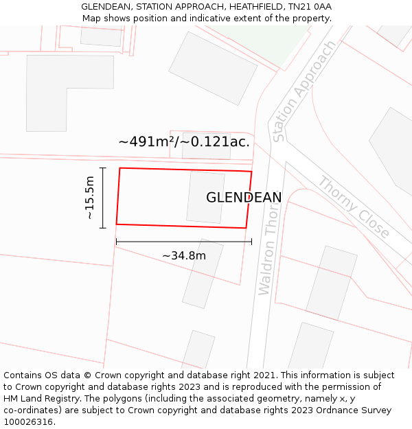 GLENDEAN, STATION APPROACH, HEATHFIELD, TN21 0AA: Plot and title map