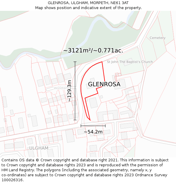 GLENROSA, ULGHAM, MORPETH, NE61 3AT: Plot and title map