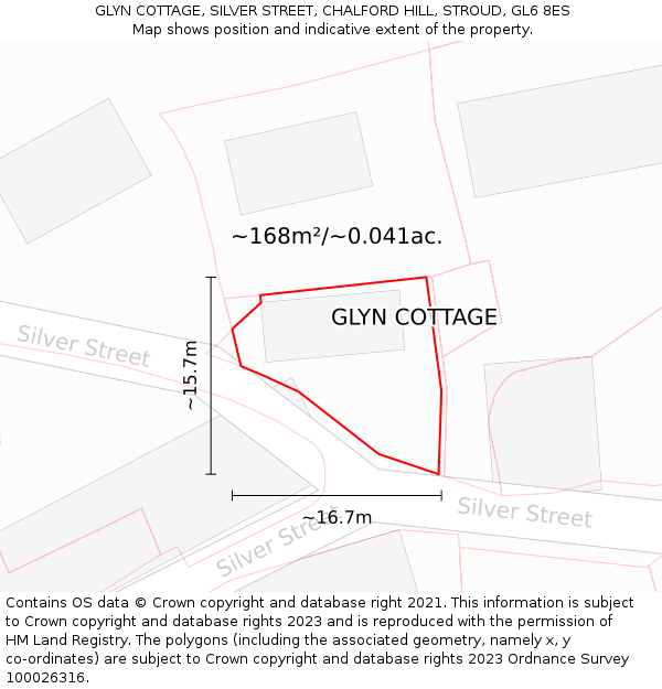 GLYN COTTAGE, SILVER STREET, CHALFORD HILL, STROUD, GL6 8ES: Plot and title map