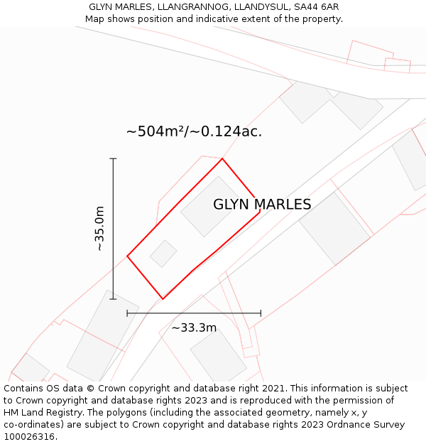 GLYN MARLES, LLANGRANNOG, LLANDYSUL, SA44 6AR: Plot and title map