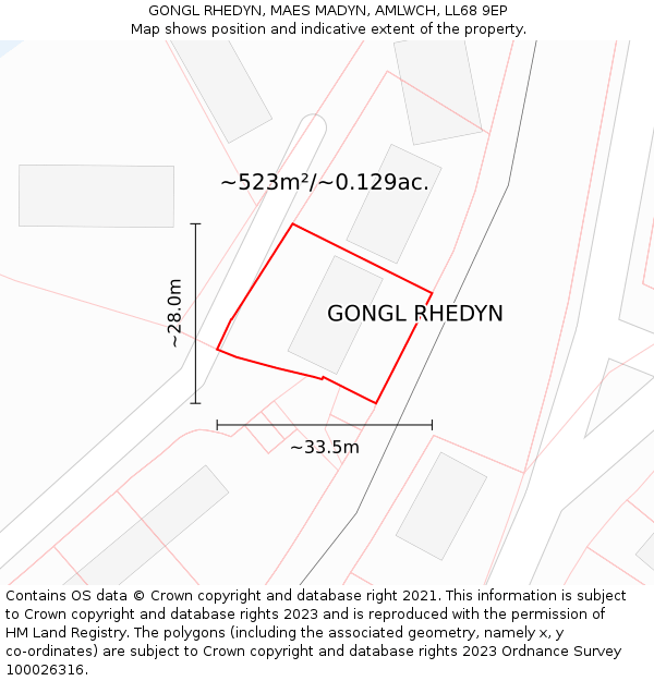 GONGL RHEDYN, MAES MADYN, AMLWCH, LL68 9EP: Plot and title map