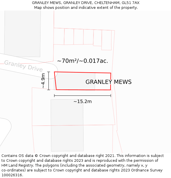 GRANLEY MEWS, GRANLEY DRIVE, CHELTENHAM, GL51 7AX: Plot and title map