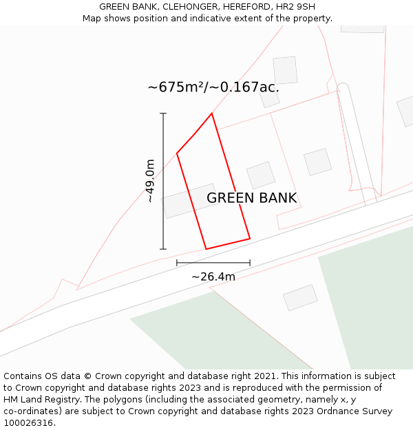 GREEN BANK, CLEHONGER, HEREFORD, HR2 9SH: Plot and title map