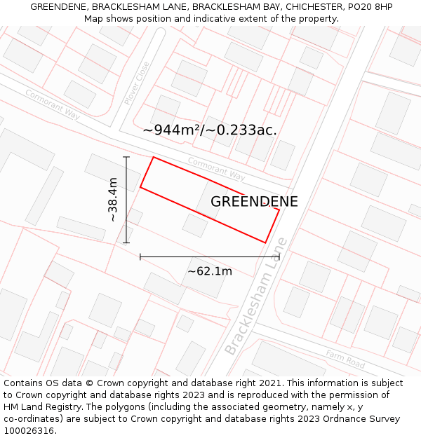 GREENDENE, BRACKLESHAM LANE, BRACKLESHAM BAY, CHICHESTER, PO20 8HP: Plot and title map