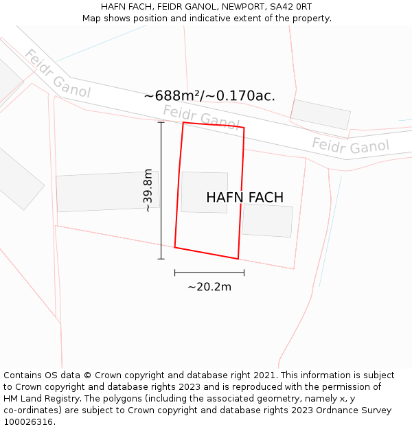 HAFN FACH, FEIDR GANOL, NEWPORT, SA42 0RT: Plot and title map