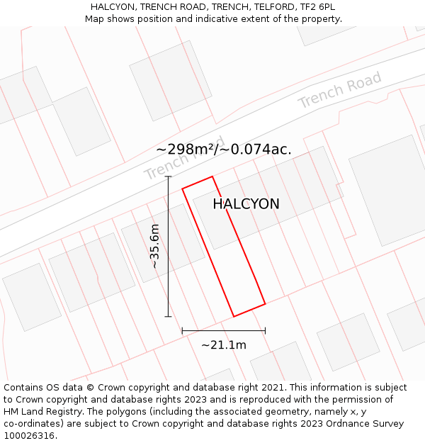 HALCYON, TRENCH ROAD, TRENCH, TELFORD, TF2 6PL: Plot and title map