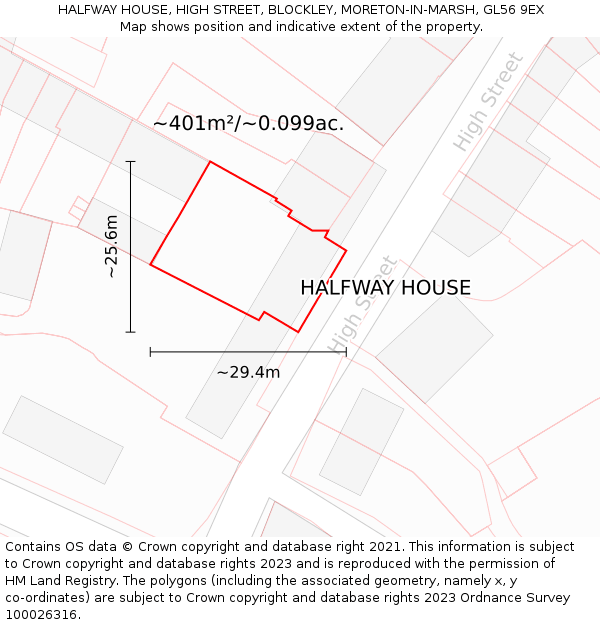 HALFWAY HOUSE, HIGH STREET, BLOCKLEY, MORETON-IN-MARSH, GL56 9EX: Plot and title map