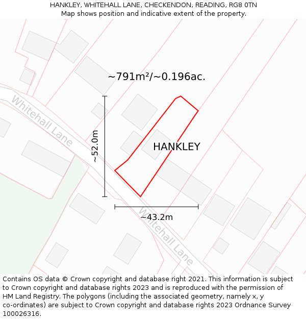 HANKLEY, WHITEHALL LANE, CHECKENDON, READING, RG8 0TN: Plot and title map