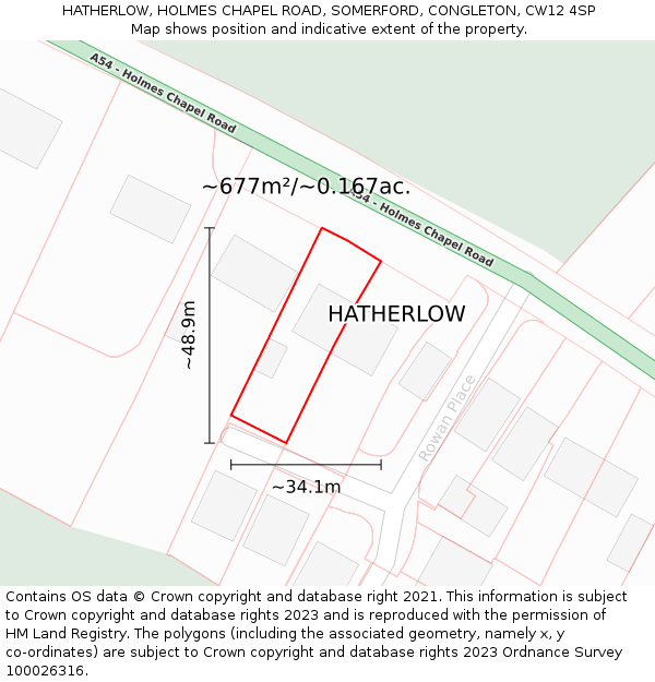 HATHERLOW, HOLMES CHAPEL ROAD, SOMERFORD, CONGLETON, CW12 4SP: Plot and title map