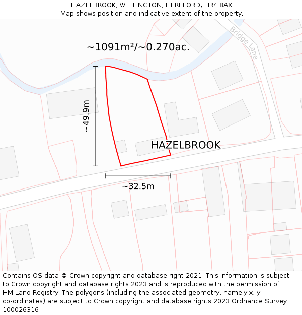 HAZELBROOK, WELLINGTON, HEREFORD, HR4 8AX: Plot and title map