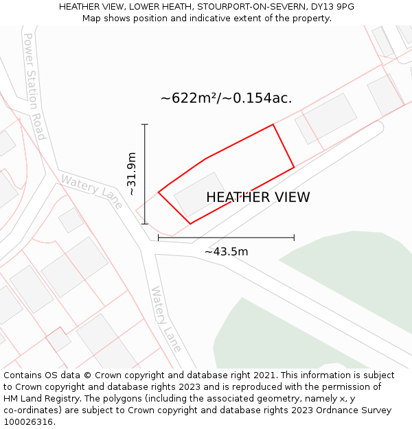 HEATHER VIEW, LOWER HEATH, STOURPORT-ON-SEVERN, DY13 9PG: Plot and title map