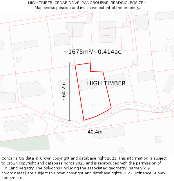 HIGH TIMBER, CEDAR DRIVE, PANGBOURNE, READING, RG8 7BH: Plot and title map