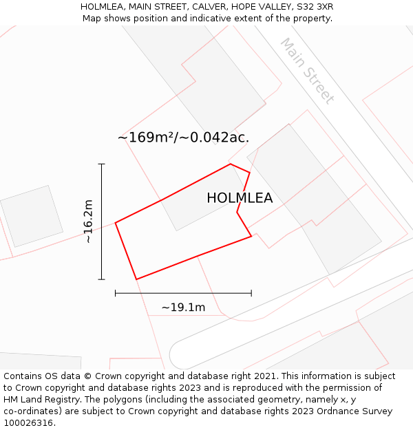 HOLMLEA, MAIN STREET, CALVER, HOPE VALLEY, S32 3XR: Plot and title map