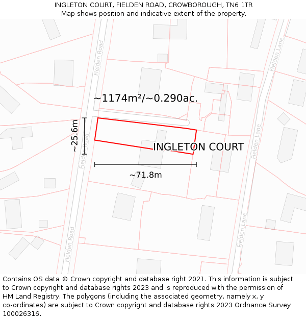 INGLETON COURT, FIELDEN ROAD, CROWBOROUGH, TN6 1TR: Plot and title map