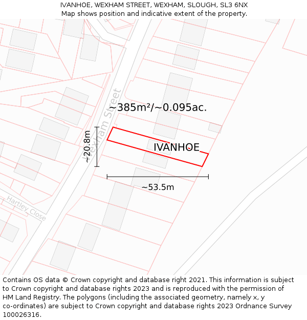 IVANHOE, WEXHAM STREET, WEXHAM, SLOUGH, SL3 6NX: Plot and title map