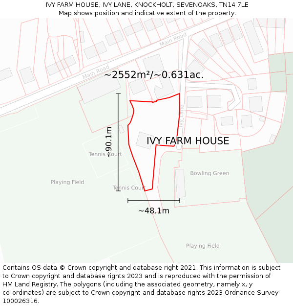 IVY FARM HOUSE, IVY LANE, KNOCKHOLT, SEVENOAKS, TN14 7LE: Plot and title map