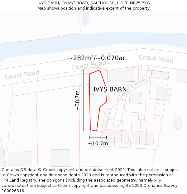 IVYS BARN, COAST ROAD, SALTHOUSE, HOLT, NR25 7XG: Plot and title map