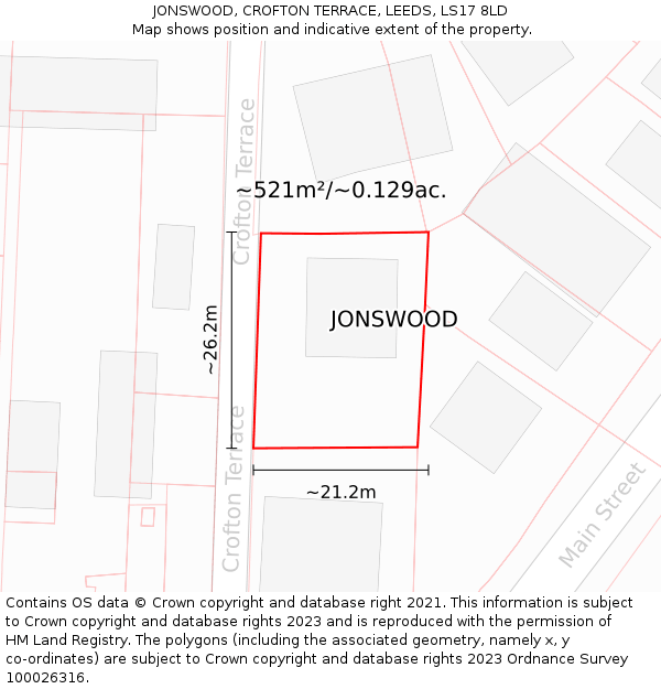 JONSWOOD, CROFTON TERRACE, LEEDS, LS17 8LD: Plot and title map