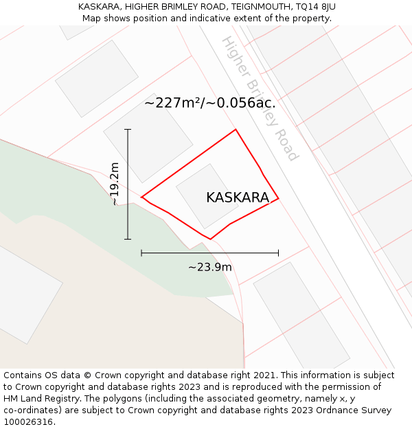 KASKARA, HIGHER BRIMLEY ROAD, TEIGNMOUTH, TQ14 8JU: Plot and title map