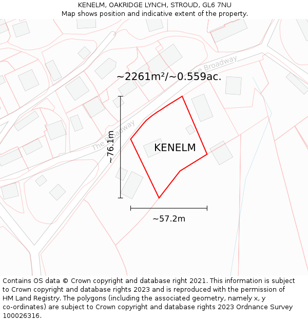 KENELM, OAKRIDGE LYNCH, STROUD, GL6 7NU: Plot and title map