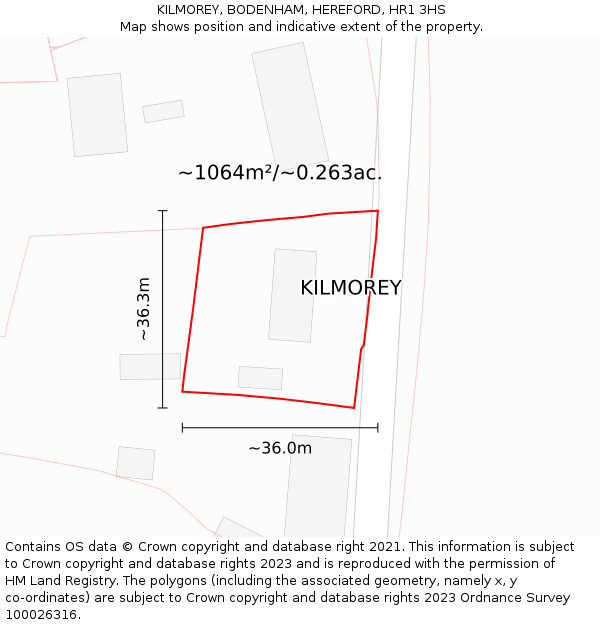 KILMOREY, BODENHAM, HEREFORD, HR1 3HS: Plot and title map