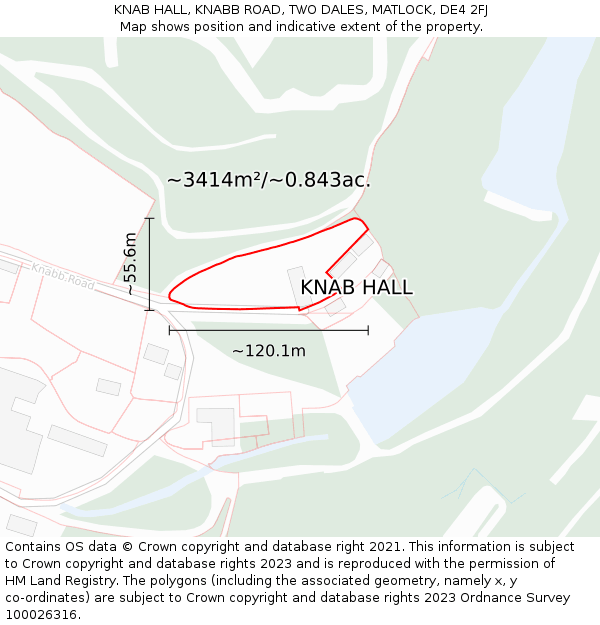 KNAB HALL, KNABB ROAD, TWO DALES, MATLOCK, DE4 2FJ: Plot and title map