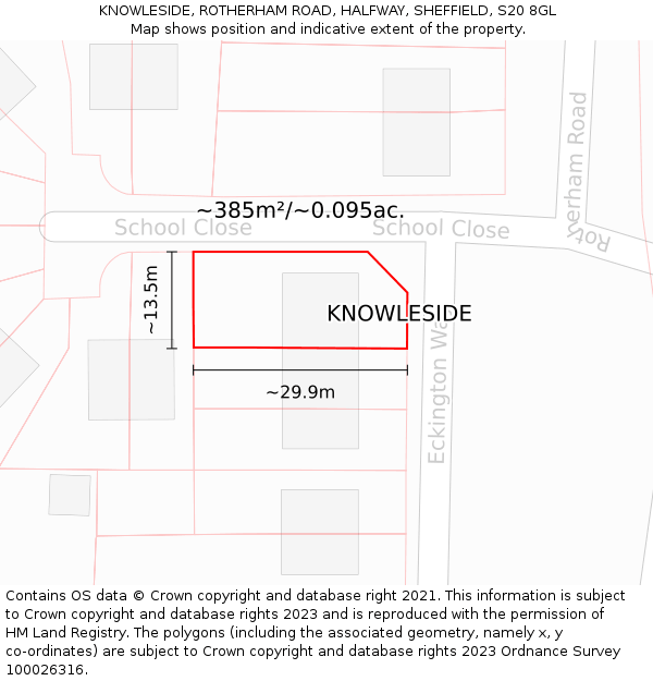 KNOWLESIDE, ROTHERHAM ROAD, HALFWAY, SHEFFIELD, S20 8GL: Plot and title map