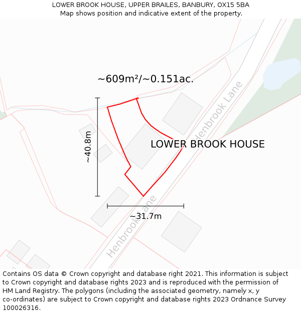 LOWER BROOK HOUSE, UPPER BRAILES, BANBURY, OX15 5BA: Plot and title map