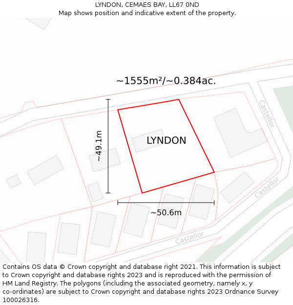 LYNDON, CEMAES BAY, LL67 0ND: Plot and title map