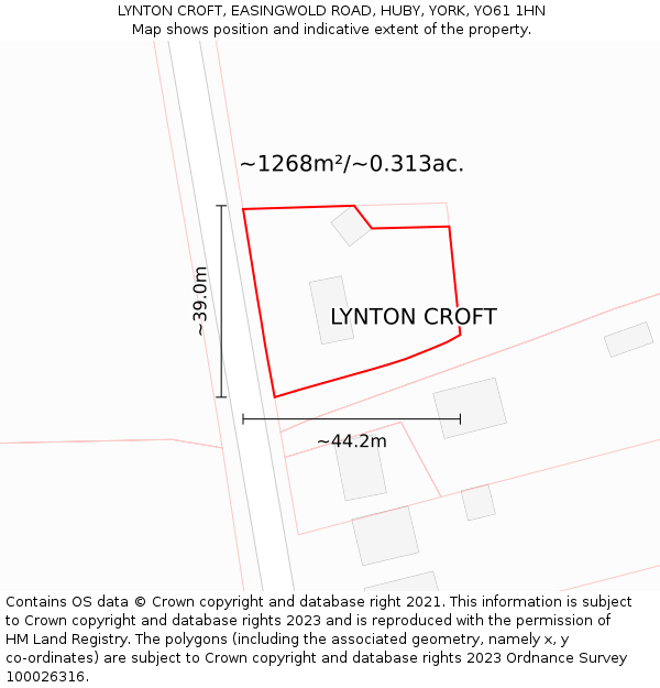 LYNTON CROFT, EASINGWOLD ROAD, HUBY, YORK, YO61 1HN: Plot and title map