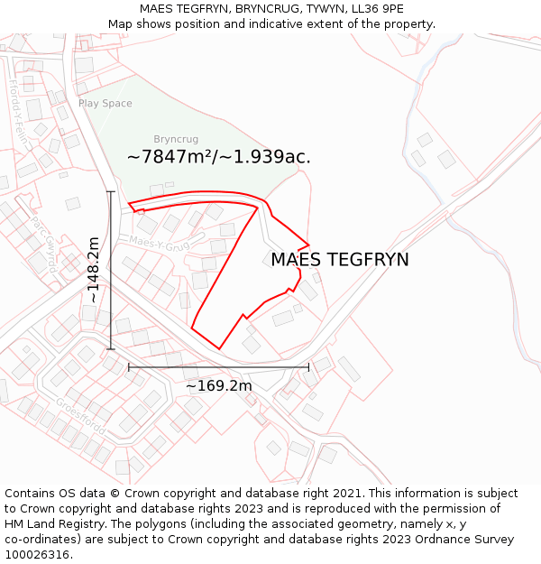 MAES TEGFRYN, BRYNCRUG, TYWYN, LL36 9PE: Plot and title map