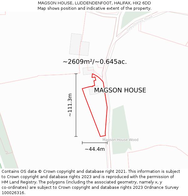 MAGSON HOUSE, LUDDENDENFOOT, HALIFAX, HX2 6DD: Plot and title map