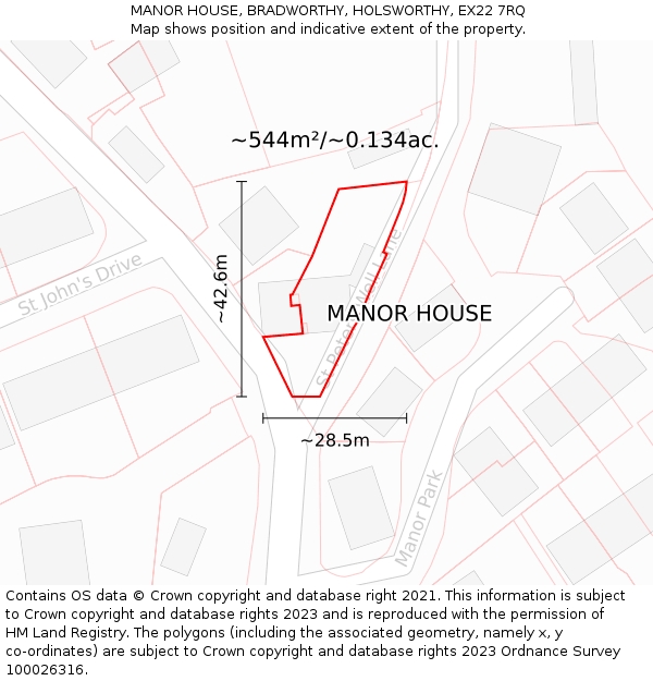 MANOR HOUSE, BRADWORTHY, HOLSWORTHY, EX22 7RQ: Plot and title map