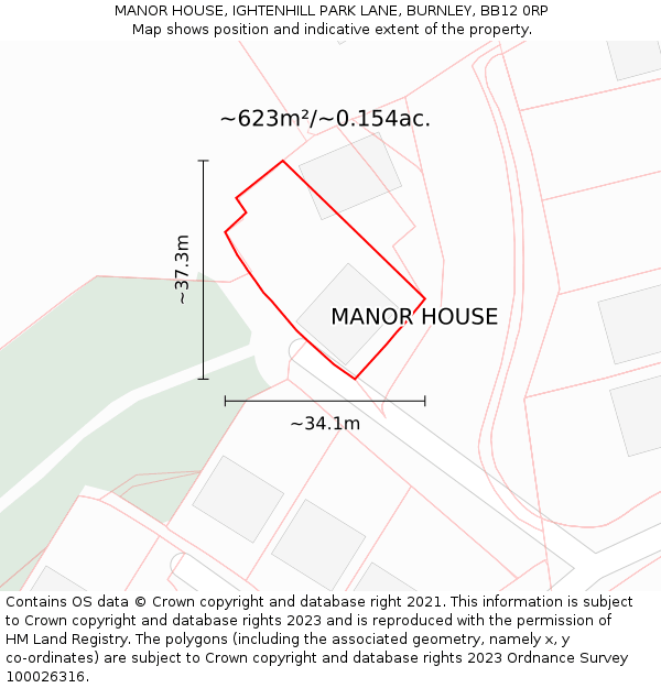 MANOR HOUSE, IGHTENHILL PARK LANE, BURNLEY, BB12 0RP: Plot and title map