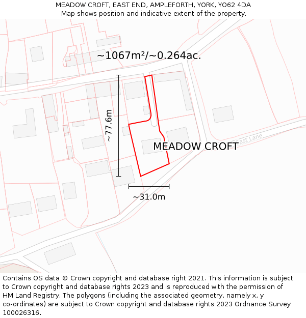 MEADOW CROFT, EAST END, AMPLEFORTH, YORK, YO62 4DA: Plot and title map