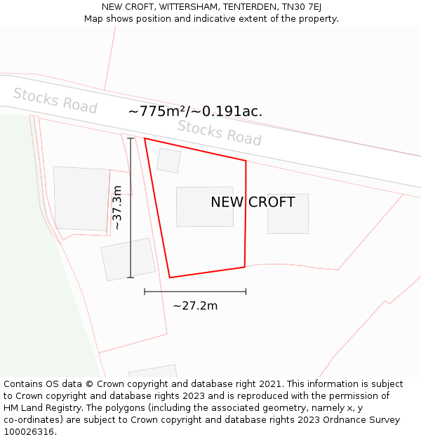 NEW CROFT, WITTERSHAM, TENTERDEN, TN30 7EJ: Plot and title map