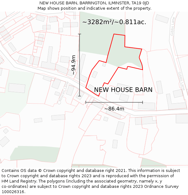 NEW HOUSE BARN, BARRINGTON, ILMINSTER, TA19 0JD: Plot and title map