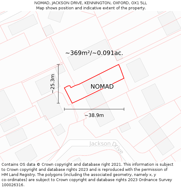 NOMAD, JACKSON DRIVE, KENNINGTON, OXFORD, OX1 5LL: Plot and title map