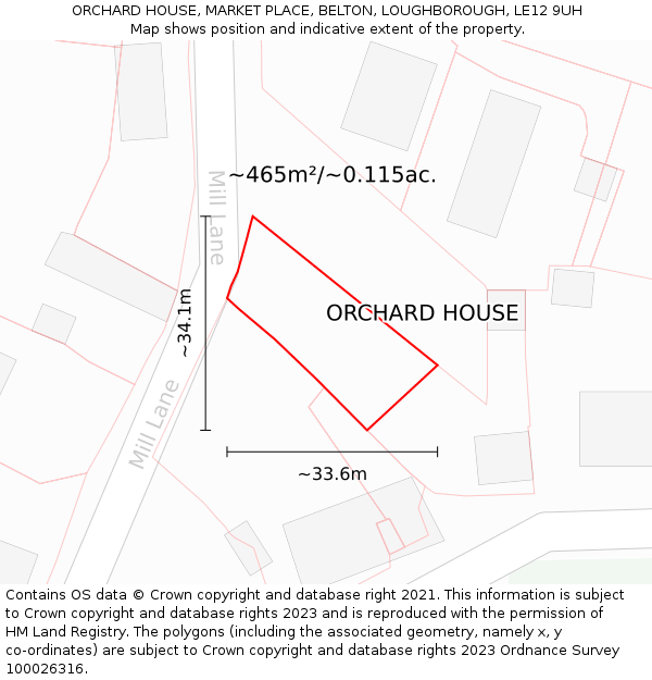 ORCHARD HOUSE, MARKET PLACE, BELTON, LOUGHBOROUGH, LE12 9UH: Plot and title map