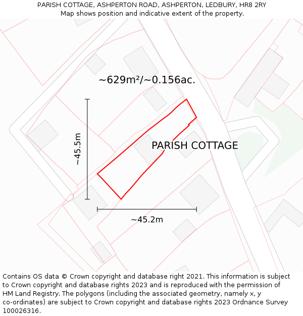 PARISH COTTAGE, ASHPERTON ROAD, ASHPERTON, LEDBURY, HR8 2RY: Plot and title map