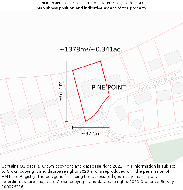 PINE POINT, GILLS CLIFF ROAD, VENTNOR, PO38 1AD: Plot and title map